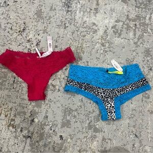 NWT Victoria’s Secret Lace Panties Set - Red and Blue Size XS